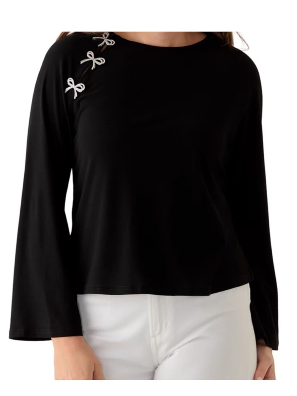 Cece Bow Placket Long Sleeve Blouse